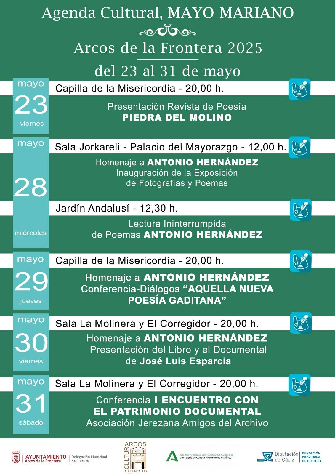 Agenda Cultural Mayo Mariano. Disfruta de todos los actos ojeando nuestra agenda