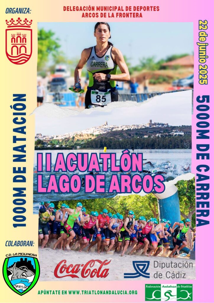 Esta prueba deportiva está organizada por la delegación de Deportes del Ayuntamiento de Arcos y contará con dos sectores: 1.000 metros de nado libre en el lago de Arcos y 5 km de carrera a pie.