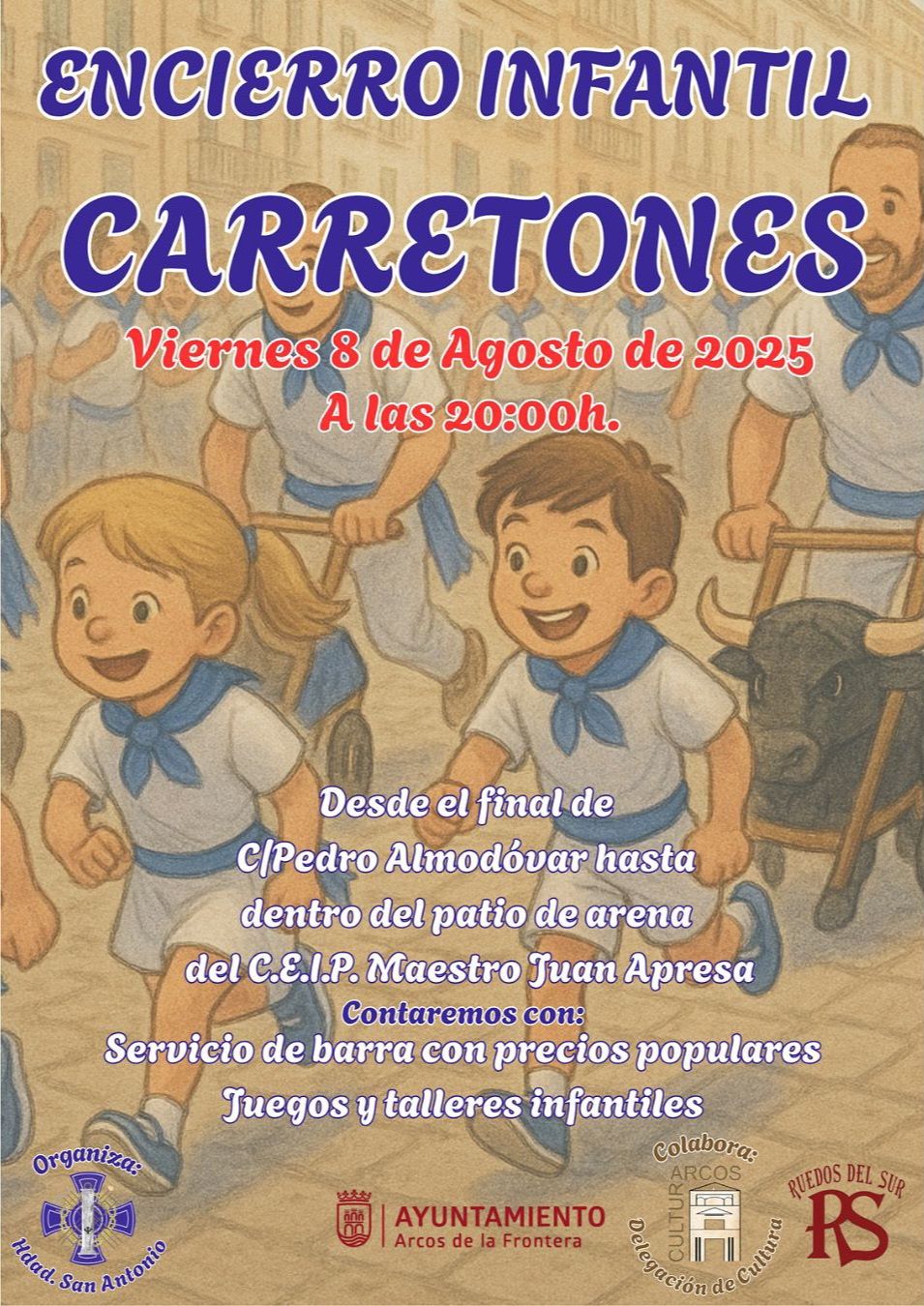 La Hermandad de San Antonio organiza un encierro infantil con carretones muy divertido para nuestro pequeños.