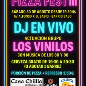 El próximo sábado 31 de agosto llega a la Avenida Alfonso X el Sabio, en el Barrio Bajo, la tercera edición de “PIZZAFEST”