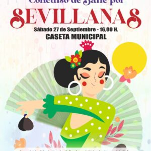 El Concurso de Sevillanas se celebrará en la Caseta Municipal, el día 28 de septiembre de 2024 a partir de las 16:00 horas. Podrán participar todas aquellas parejas de personas que se inscriban en el concurso, en su correspondiente categoría conforme a la edad y estilo, y cumplan los requisitos establecidos.
