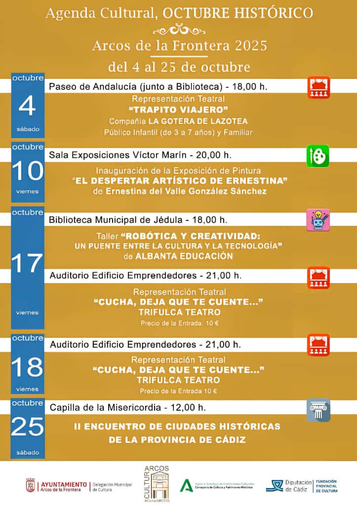 El II Encuentro de Ciudades Históricas de Cádiz, programado para el 25 de octubre de 2025 en Arcos de la Frontera, se celebrará en la Capilla de la Misericordia y contará con una conferencia sobre el patrimonio común y el flamenco, impartida por el investigador Manuel Romero, en la que participará Jerez de la Frontera como municipio invitado.
