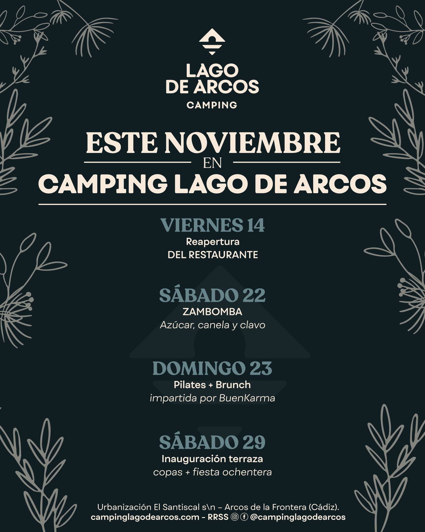 EVENTOS EN EL CAMPING LAGO DE ARCOS PARA EL MES DE NOVIEMBRE