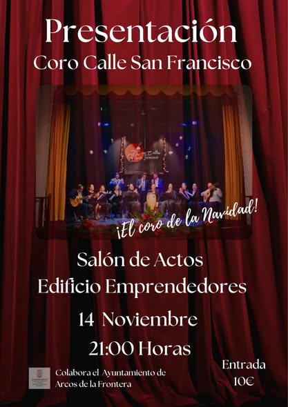 Vᴜᴇʟᴠᴇ ᴇʟ Cᴏʀᴏ Cᴀʟʟᴇ Sᴀɴ Fʀᴀɴᴄɪsᴄᴏ! 🎄🎶 Llega “El coro de la Navidad”, con dos sesiones llenas de alegría, villancicos y mucho arte. 🗓️ 14 de noviembre – 21:00 h 🗓️ 15 de noviembre – 20:00 h 📍 Salón de Actos del Edificio Emprendedores 🎟️ Entrada: 10 €