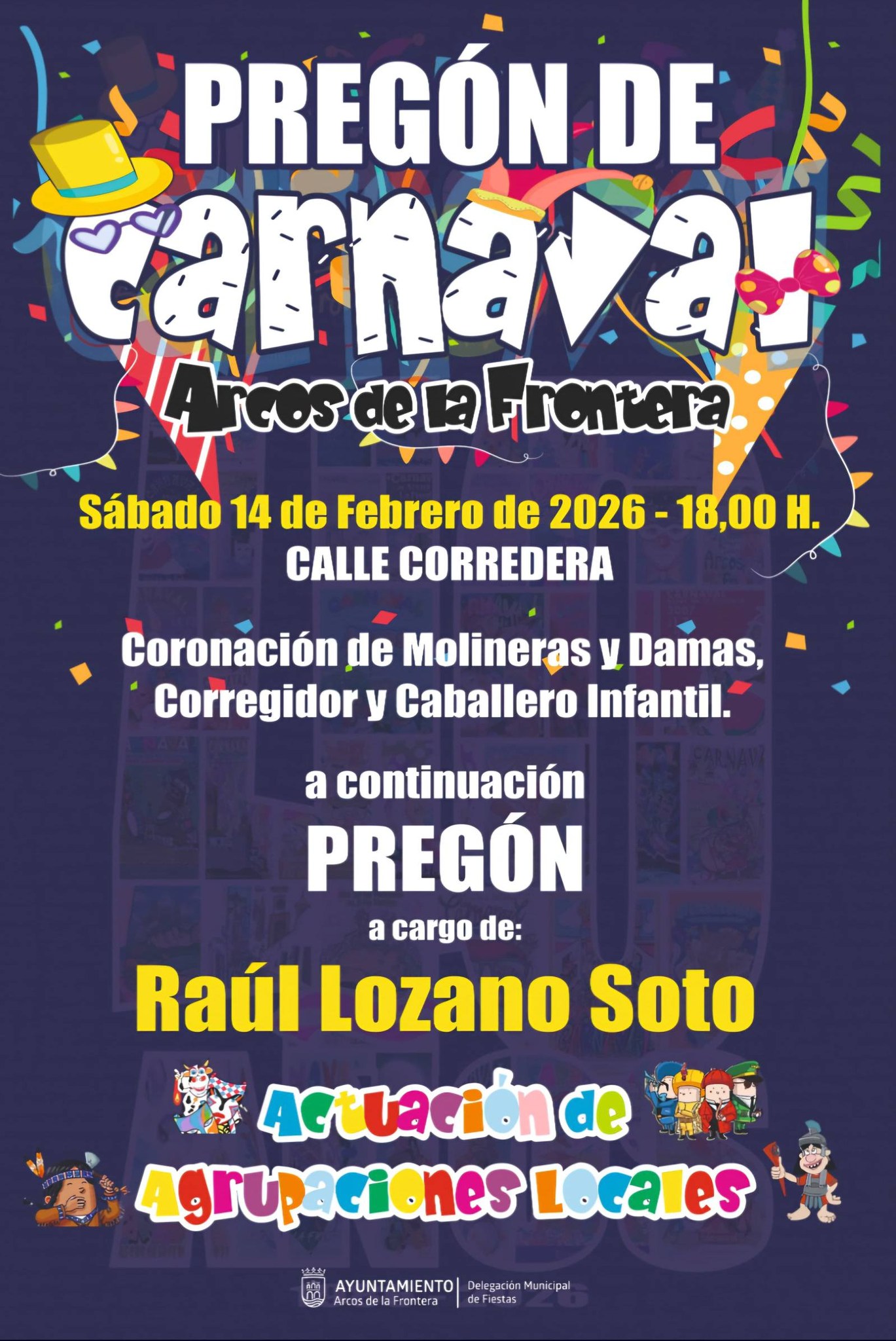 Acude a disfrutar de todos los actos del carnaval 2026 en Arcos de la Frontera