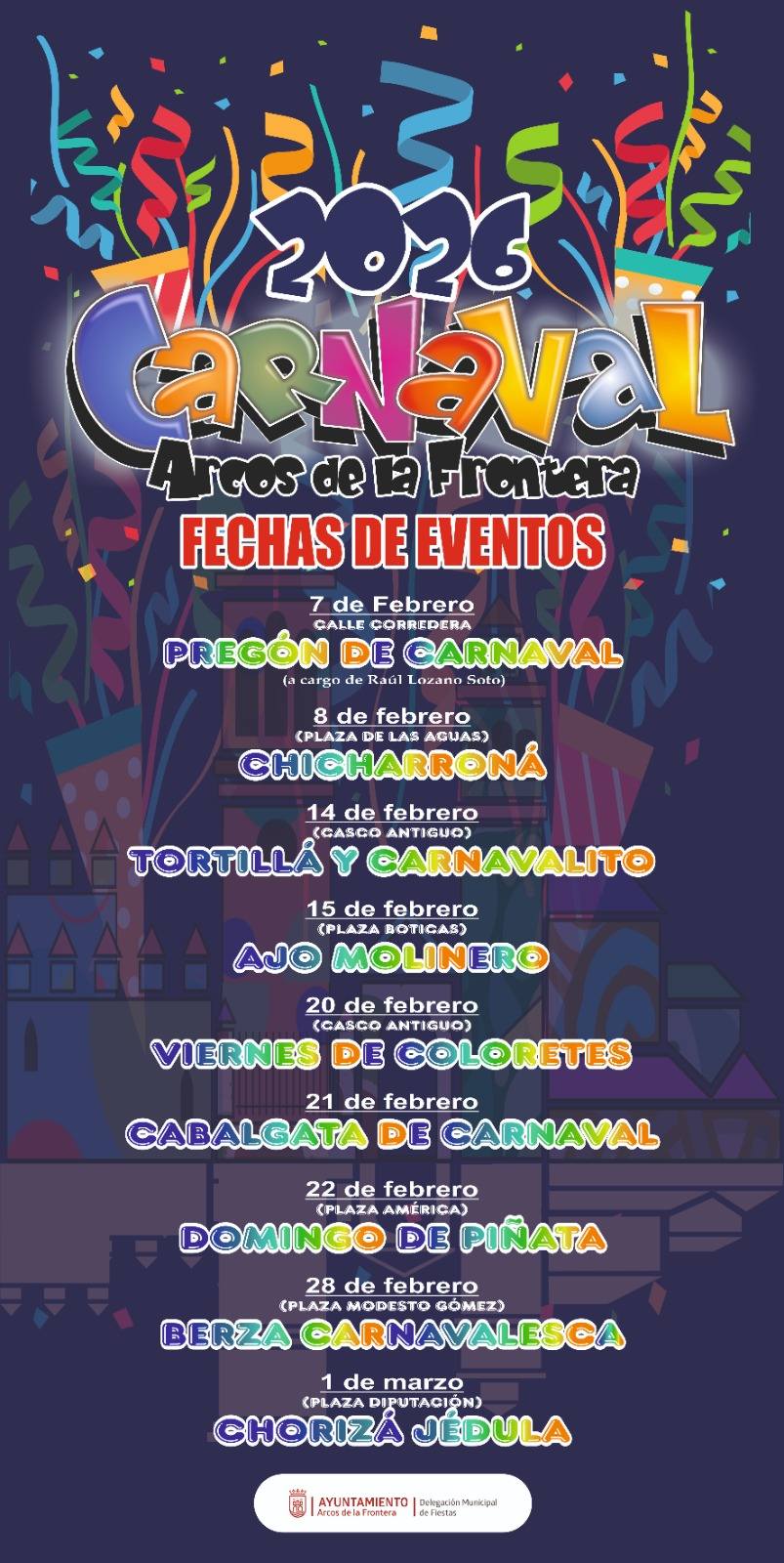La Delegación de Fiestas ha presentado oficialmente el cartel y programación de Carnaval de este 2026 que se va a desarrollar a partir del próximo 30 de enero.