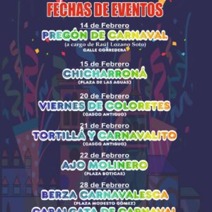 El Ayuntamiento de Arcos de la Frontera, junto a la Delegación Municipal de Jédula, ha dado a conocer la reprogramación del Carnaval 2026 tras las modificaciones realizadas debido al temporal, manteniendo los actos previstos para los próximos días en el municipio.