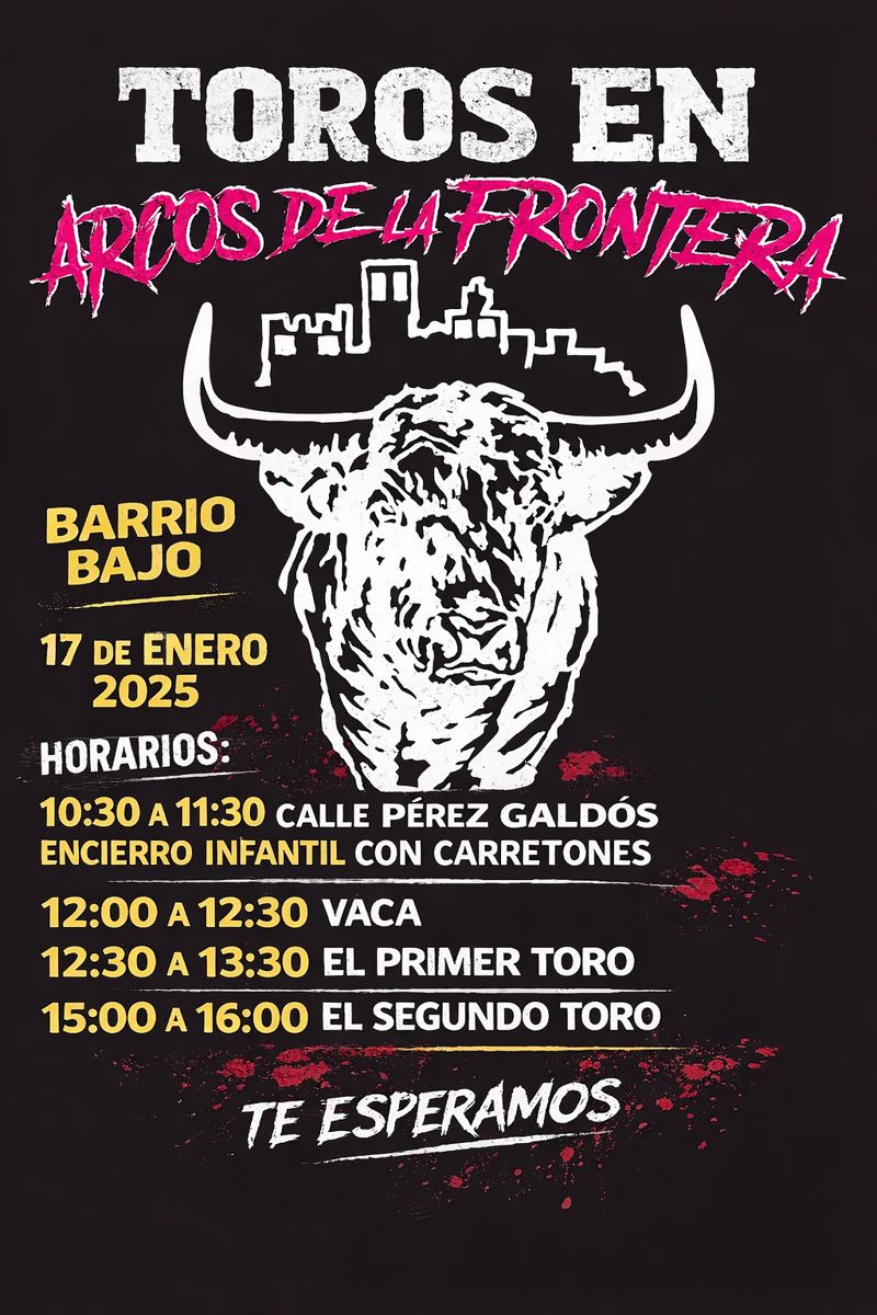 A las a las 12 de la mañana se soltará a la vaca hasta las 12.30 horas. A las 12.30 y hasta las 13.30 horas se soltará el primer toro. Se hará un parón de 13.30 horas a 15 horas y el segundo toro, que cierra el festejo, se soltará de 15 a 16 horas.