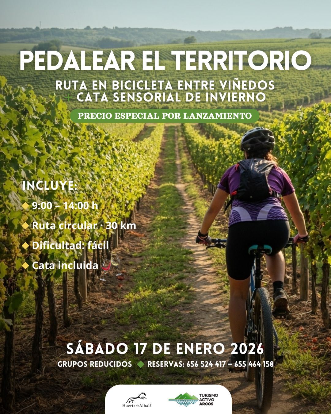 Pedalea en la naturaleza de los viñedos