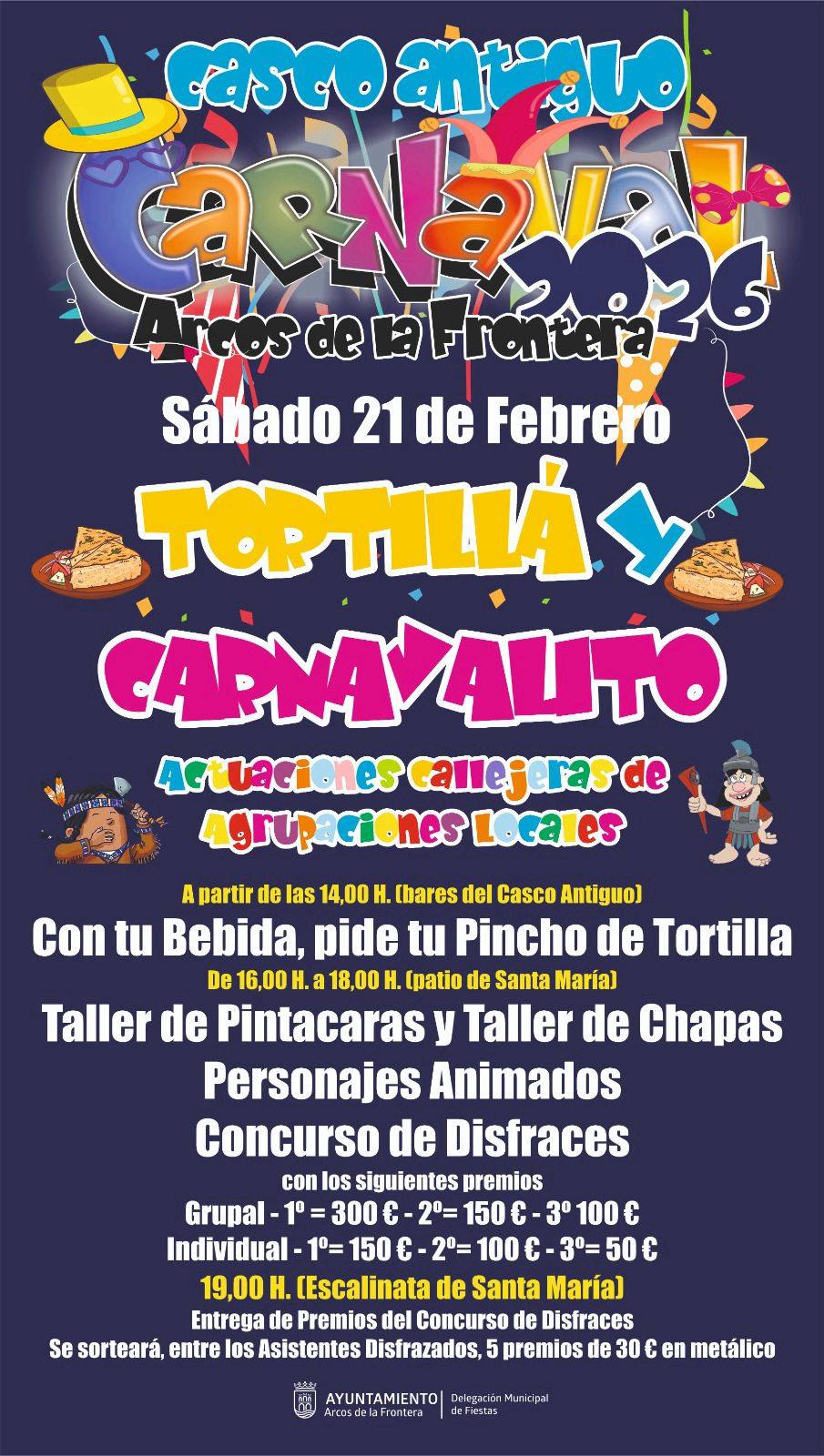 Ven a disfrutar del las actividades del carnaval de Arcos este fin de semana y disfrázate