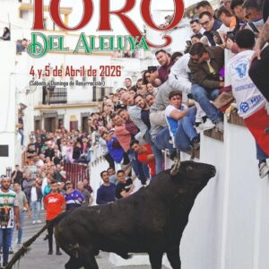 El delegado municipal de Fiestas, Fran Pérez; el representante de la empresa Ruedos del Sur, Eduardo Duarte; y el alcalde de Arcos de la Frontera, Miguel Rodríguez, han presentado en rueda de prensa los toros que protagonizarán el tradicional Toro de Aleluya, que se celebrará el próximo domingo 5 de abril, Domingo de Resurrección.