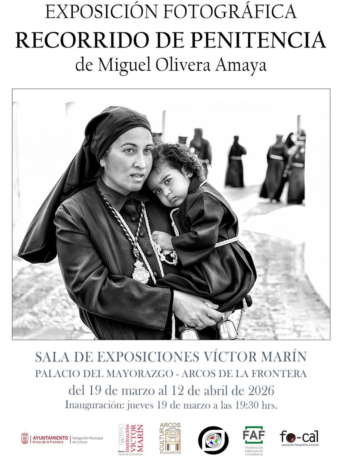 La Delegación de Cultura avanza sus inminentes actividades, comenzando por la exposición fotográfica de Miguel Olivera con el título de ‘Recorrido de penitencia’; una muestra de imágenes en blanco y negro con distintos momentos de la Pasión de Cristo en el marco de las calles de Arcos.