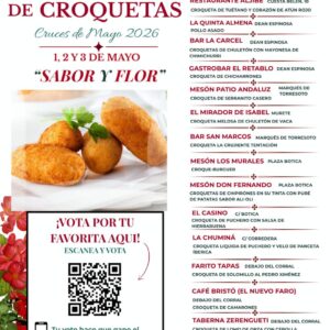 Entre las principales novedades destaca la tercera edición del concurso gastronómico “Sabor y Flor”, centrado en la elaboración de croquetas. El certamen se desarrollará desde el viernes por la tarde hasta el domingo y amplía su recorrido hasta el Paseo de Andalucía, con la participación de 16 establecimientos. El público podrá degustar las propuestas y votar a su favorita mediante un sistema de códigos QR habilitado en cada punto.