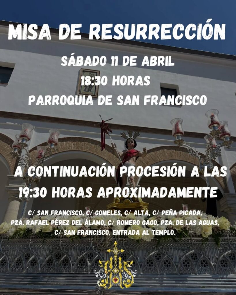 La salida procesional del Resucitado tendrá lugar el sábado 11 de abril con motivo del denominado “Sábado in albis”, una expresión de origen latino vinculada a la semana posterior a la Pascua.
