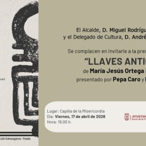 El Alcalde, D. Miguel Rodríguez Rodríguez y el Delegado de Cultura, D. Andrés Camarena Muñoz, se complacen en invitarle a la presentación del libro " LLAVES ANTIGUAS" de María Jesús Ortega Rodríguez. Presentado por Pepa Caro y Pedro Sevilla