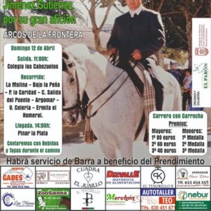 La XXXV edición del Día del Caballo se celebrará el domingo 12 de abril de 2026 en Arcos de la Frontera, organizada por el Club Deportivo Cultural Ecuestre El Parón con la colaboración de la Delegación Municipal de Deportes del Ayuntamiento. La cita estará dedicada en esta ocasión a Francisco Jiménez Gutiérrez por su afición.
