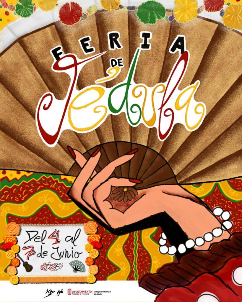 CARTEL FERIA DE JEDULA La inauguración oficial tendrá lugar el jueves 4 de junio a las diez de la noche con el alumbrado extraordinario en la portada del recinto ferial.