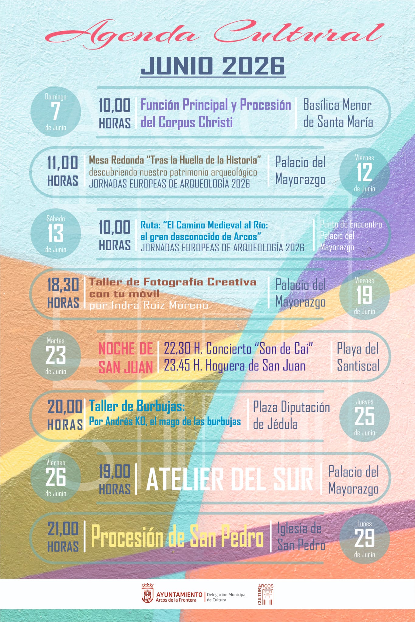 Disfruta de las actividades organizadas por la Delegación de Cultura de Arcos de la Frontera