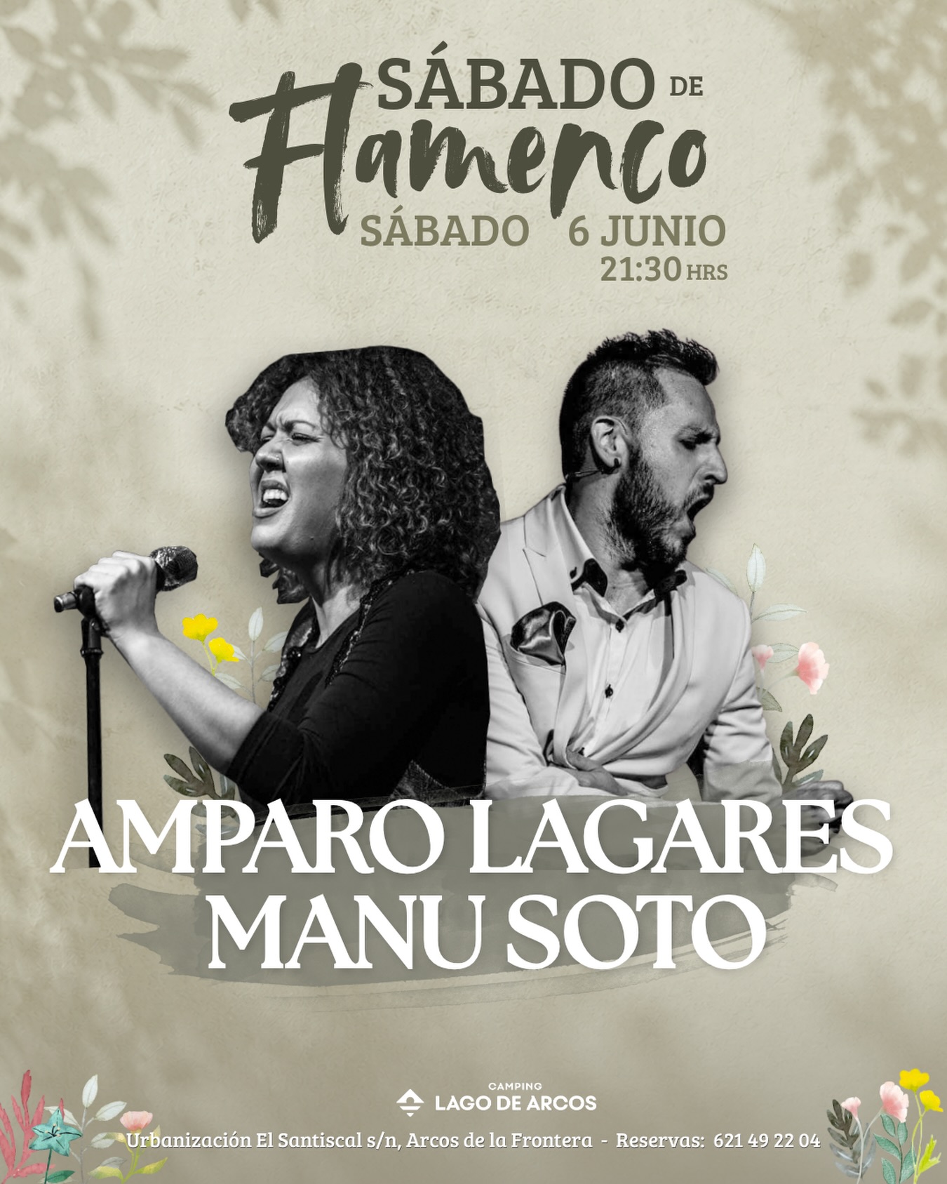 Las noches en el Camping tienen algo especial. La buena compañía y flamenco en directo, hacen que el plan esté completo. Este sábado 6 de junio a las 21:30 h, disfruta de una velada única con @Amparo_Lagares y @manusotooficial, que prometen llenar la noche de arte, sentimiento y compás. 🎶