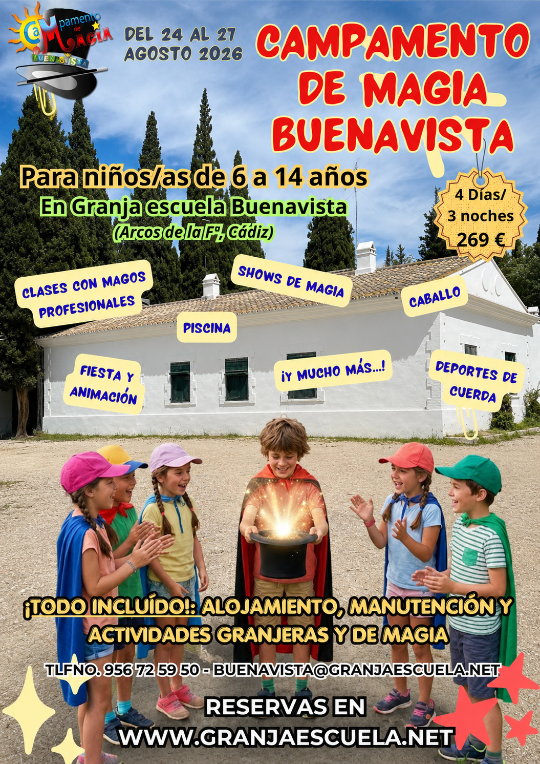 CAMPAMENTO DE MAGIA BUENAVISTA 2026 (para niños y niñas de 6 a 14 años, 4 días/3 noches) ¡Termina el verano a lo grande!: Magia y Naturaleza en un mismo campamento.