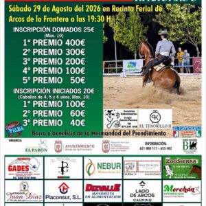 Este próximo sábado 29 de agosto, a las 19:30 horas, tendrá lugar en el recinto ferial de nuestra ciudad la Doma Vaquera de Aficionados, organizada por el C.D.C.E. El Parón.