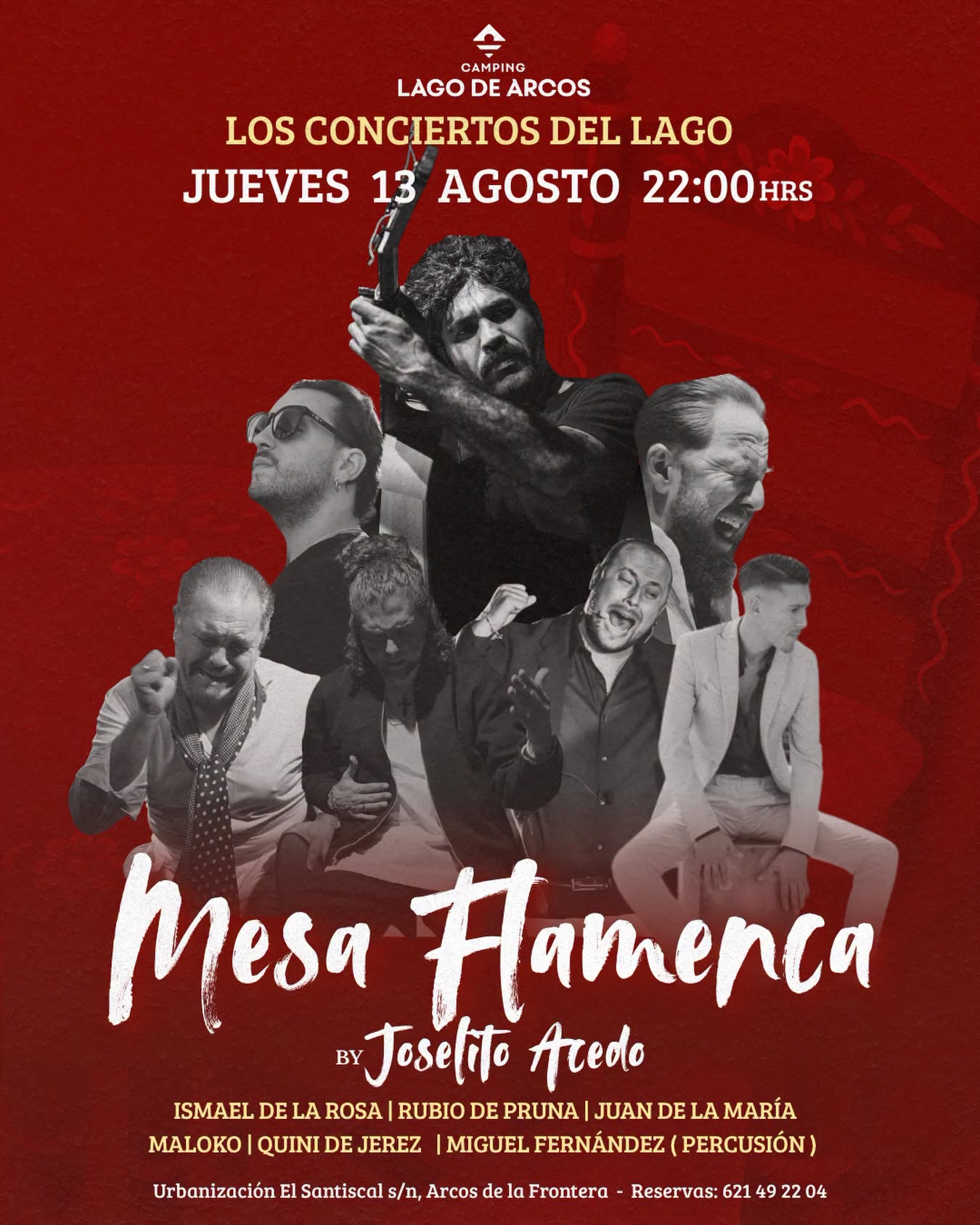 La Mesa Flamenca vuelve a ocupar su sitio en las noches de verano del Camping Lago de Arcos.👏🏻 Una cita que ya se ha convertido en tradición y que este jueves reúne a Joselito Acedo, Ismael de la Rosa, Rubio de Pruna, Juan de la María, Maloko, Quini de Jerez y Miguel Fernández.