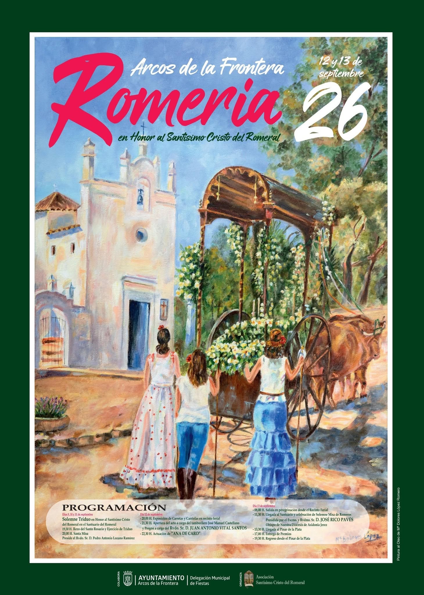 Arcos presenta el cartel de la Romería del Cristo del Romeral 2026, que contará con 13 carriolas y el regreso del Cristo tras su restauración