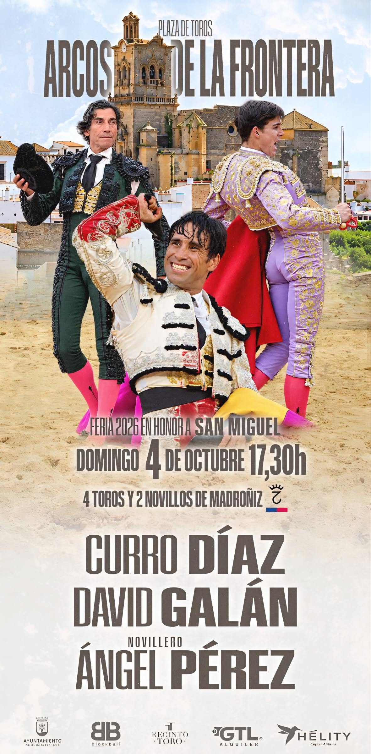 El próximo festejo taurino en Arcos de la Frontera por la Feria de San Miguel 2026 se celebrará el domingo 4 de octubre de 2026 a las 17:30 horas