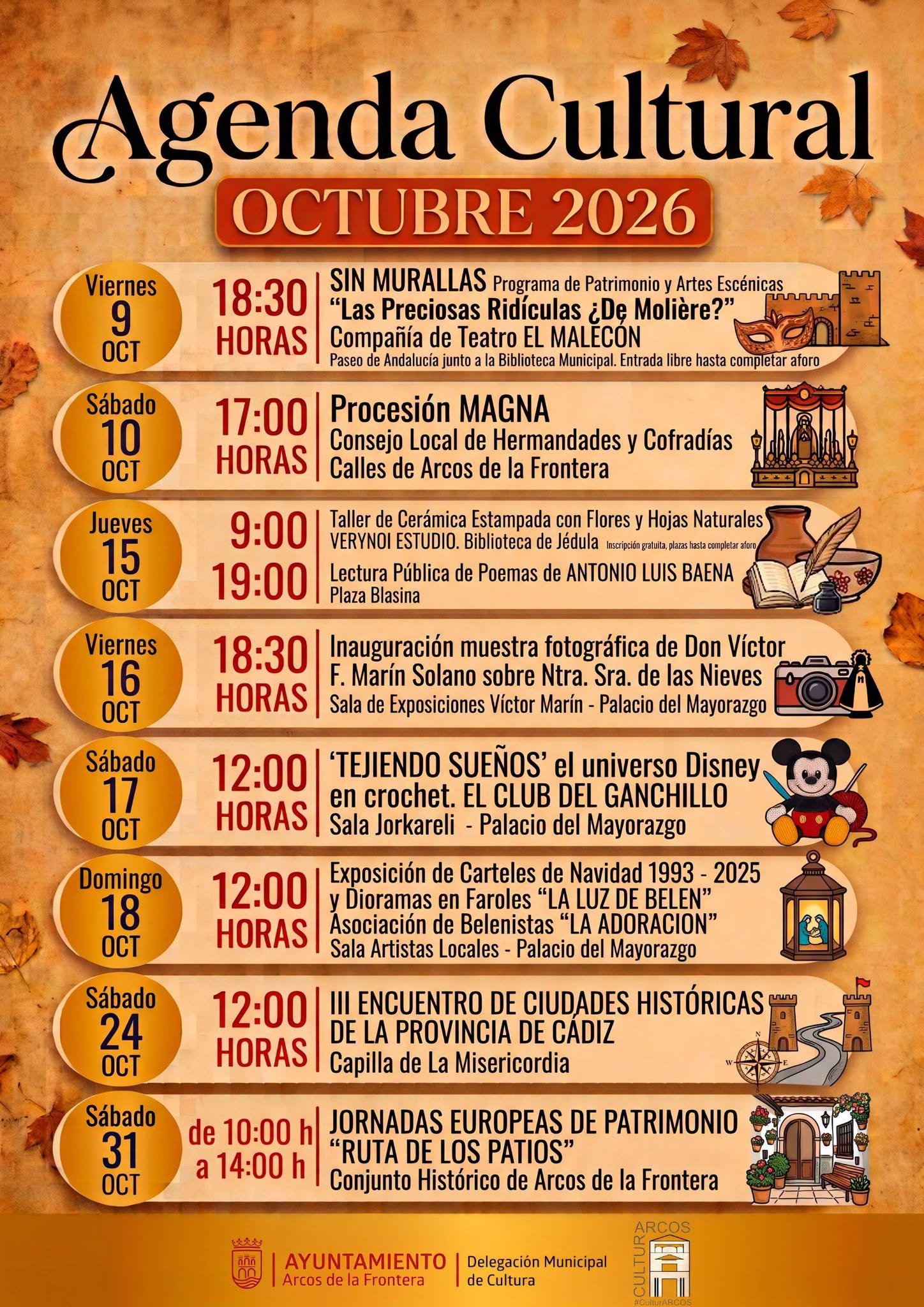 Sábado 31 de octubre, de 10:00 a 14:00 horas. Las Jornadas Europeas de Patrimonio incluirán la 'Ruta de los Patios' por el Conjunto Histórico de Arcos de la Frontera.