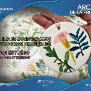 Jueves 15 de octubre, de 09:00 a 11:00 horas. Taller de cerámica estampada con flores y hojas naturales en la Biblioteca de Jédula. Los participantes crearán composiciones sobre arcilla y no será necesaria experiencia previa.