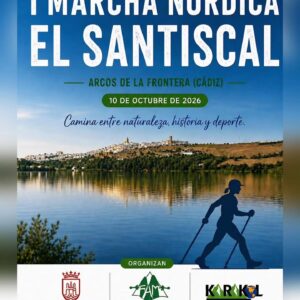 El Club de Montaña KARAKOL organiza la I Marcha Nórdica “El Santiscal”, que se celebrará este sábado 10 de octubre de 2026 en la urbanización El Santiscal (Arcos de la Frontera, Cádiz), con salida y llegada en la zona de la “Playita de Arcos”. Se trata de la IV Prueba de la Copa de Andalucía de Marcha Nórdica e incluye una categoría Open. La prueba forma parte de la Copa de Andalucía de Marcha Nórdica 2026 y se desarrollará bajo el control técnico y arbitral de la Federación Andaluza de Deportes de Montaña, Escalada y Senderismo.