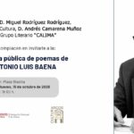 Jueves 15 de octubre, a las 19:00 horas. Lectura pública de poemas de Antonio Luis Baena en la plaza Blasina, una oportunidad para acercarse a la obra de este poeta nacido en Arcos en 1932.
